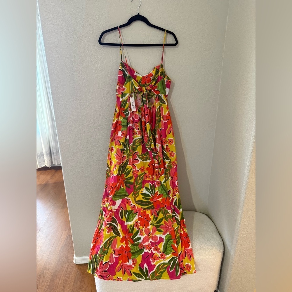 NWT Velvet by Graham & Spencer Kayla Colorful Floral Tie Back Dress Maxi - Picture 2 of 6